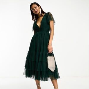 ASOS Lace & Beads Madison midi dress in emerald